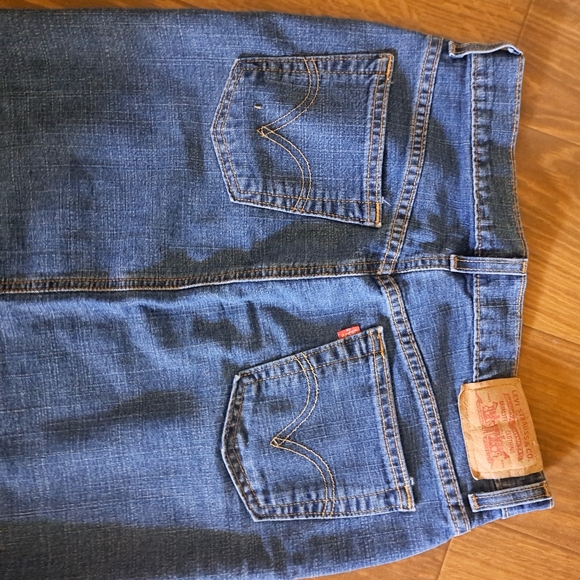 Rare Vtg 90s Red Tab Levis Hi Waist Darker Wash Denim Jean Midi Slit Skirt Xs/Sm - Picture 5 of 8